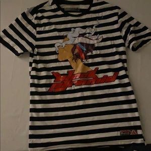 Black pyramid striped graphic tee